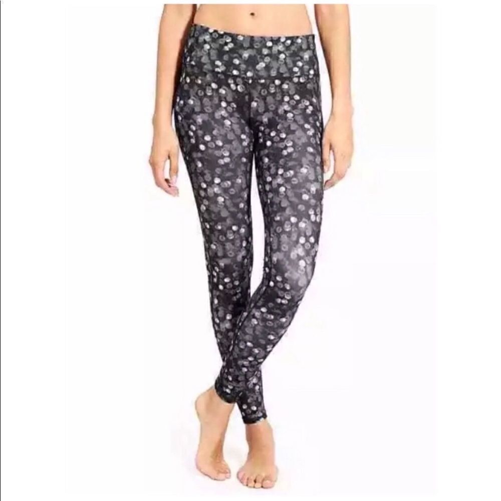Euc Athleta Chaturanga dot tight leggings sz xs black gray white